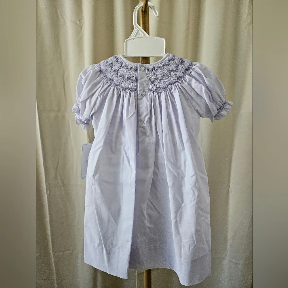 Petit Ami Heirloom Lavender Smocked Bishop Dress
